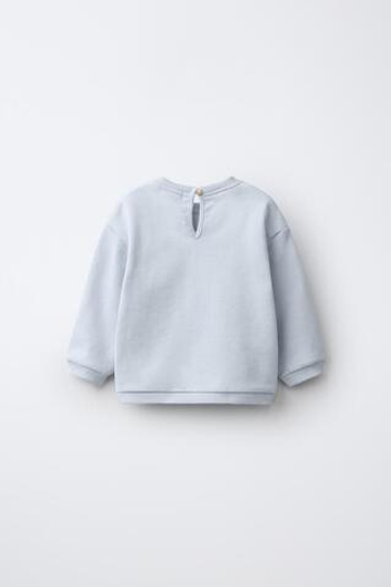 ZARA ТОЛСТОВКА С ЦВЕТАМИ ИЗ КРУЖЕВА КРОШЕ, СИНЕВАТЫЙ