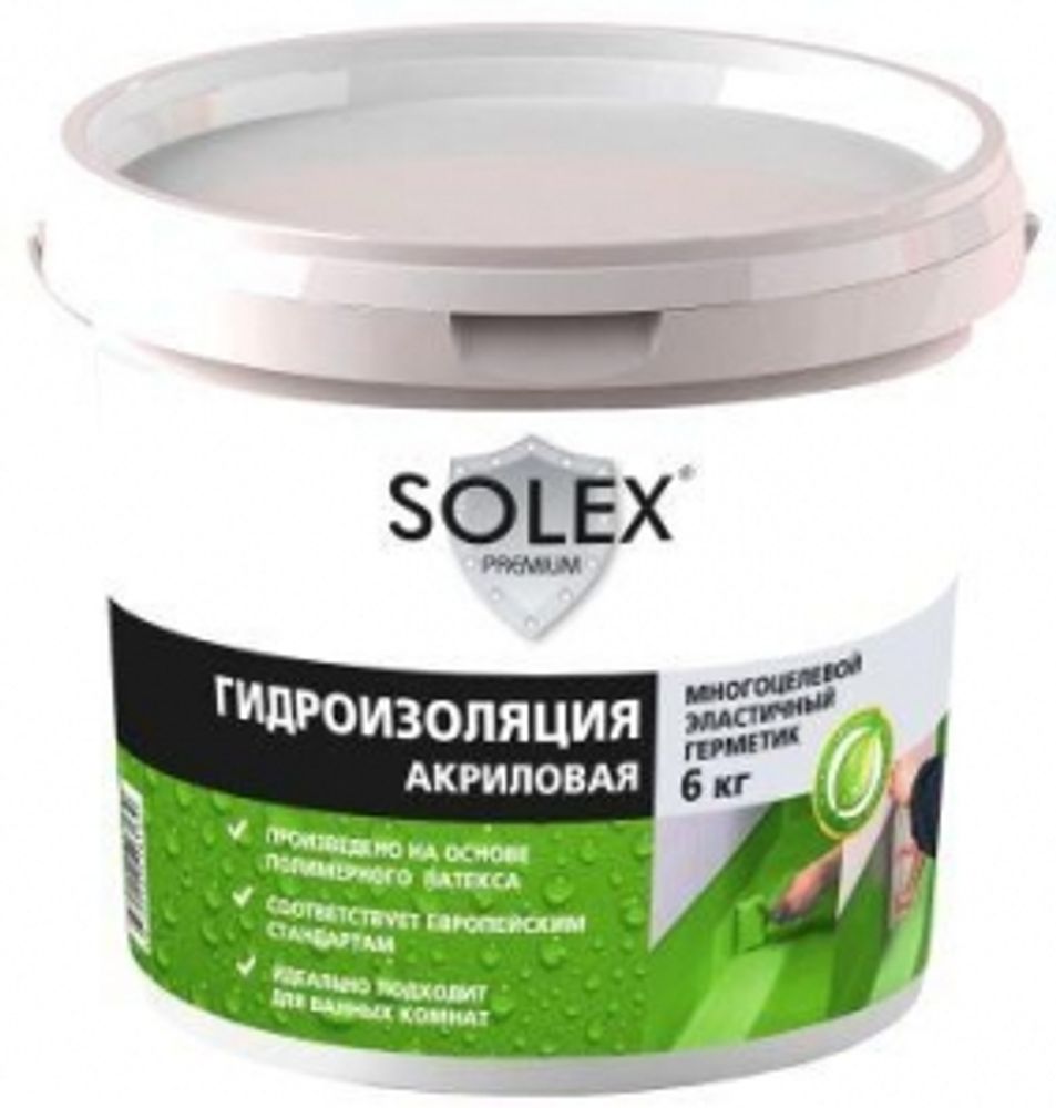 Гидроизоляция акриловая  SOLEX  6кг ведро (И)