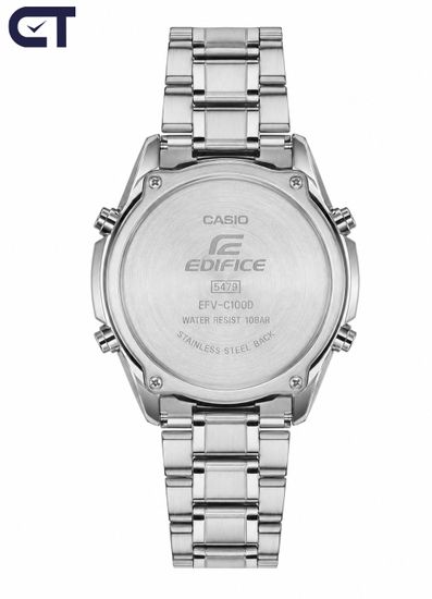 CASIO EFV-C100D-2AVDF EDIFICE мужские наручные часы — аналогово-цифровая модель с 10-летней батареей и синим циферблатом