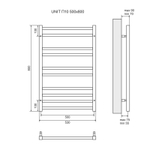 Полотенцесушитель водяной Lemark Unit П10 LM45810BL 500x800, черный