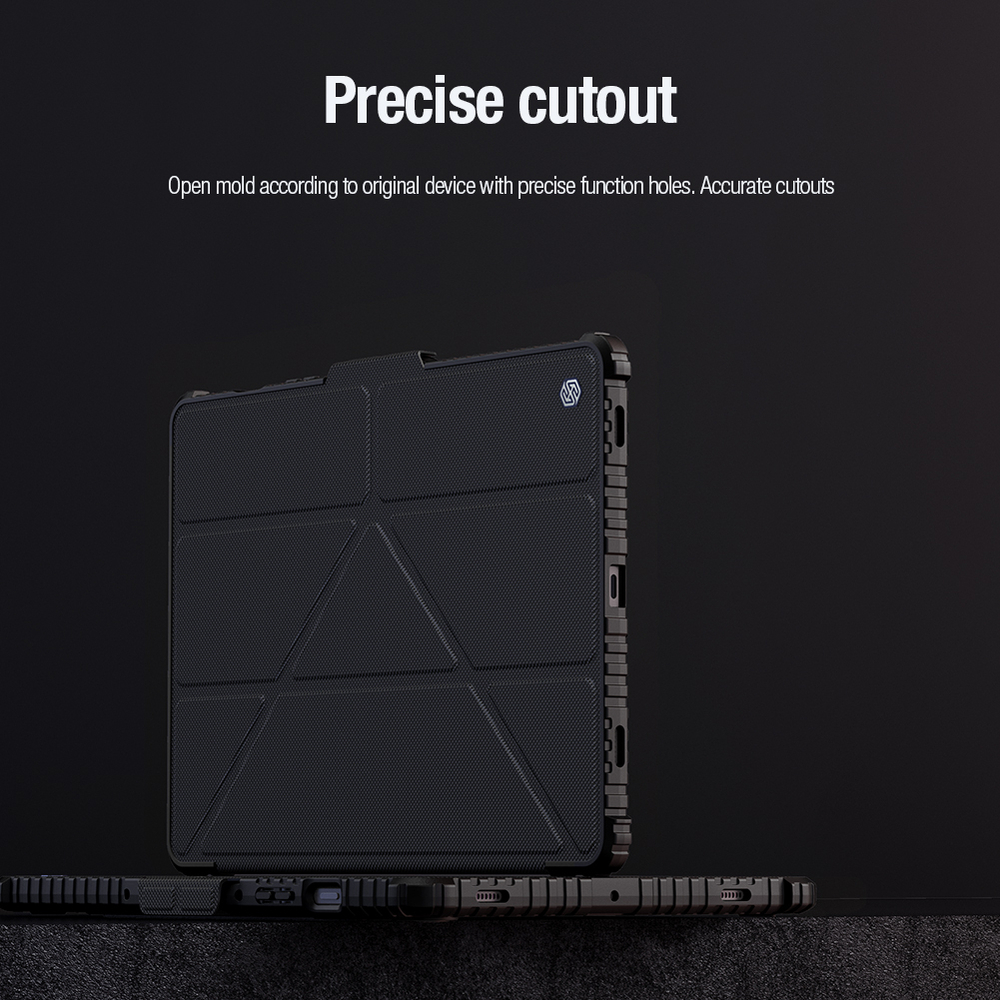 Чехол книжка от Nillkin для планшета Samsung Galaxy Tab S9 и Tab S10 FE, серия Bumper Pro Case-Multi Angle Folding Style, с защитной шторкой для камеры