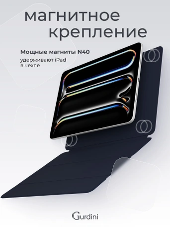 Чехол книжка для iPad Pro 11" M4 Gurdini Smart Magnet Series Dark Blue