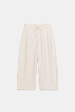 ZARA ХЛОПКОВЫЕ БРЮКИ-КЮЛОТЫ, ЭКРЮ