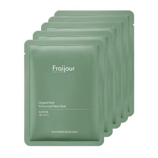 [Fraijour] НАБОР Тканевая маска для лица РАСТИТЕЛЬНЫЕ ЭКСТРАКТЫ Original Herb Wormwood Sheet Mask, 5 шт * 23 мл ПБК