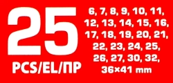 Набор ключей комбинированных 25пр. (6-27, 30, 32), в пластиковом держателе и рожковый ключ 36х41 мм KINGTUL KT-5261P36-41 Black