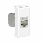 Компьютерная розетка RJ-45 без шторки модульная, кат.6 экранированная, "Avanti", "Белое облако", 1 модуль