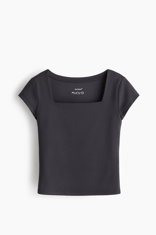 H&M Спортивный топ с квадратным вырезом DryMove™, черный