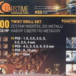 Сверла по металлу, набор 100пр. FORSTIME FT-924U100
