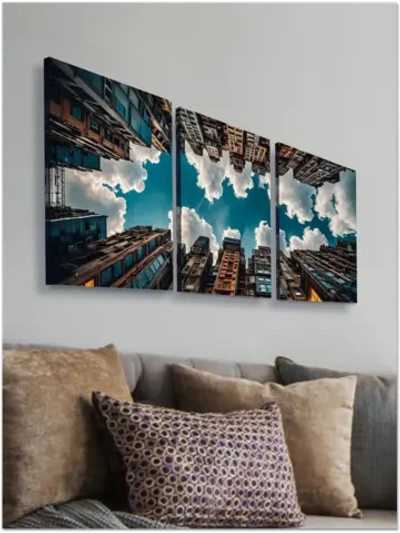 Картина Узкая улица мегаполиса модульная 50x70см 3шт.