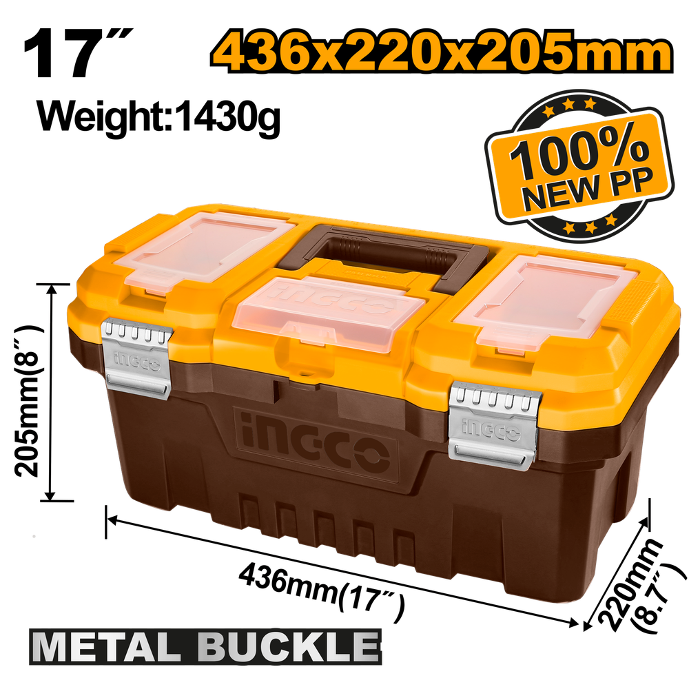 Ящик для инструментов пластиковый INGCO PBX1702 436x220x205 мм Ящик для инструментов пластиковый INGCO PBX1702 436x220x205 мм
