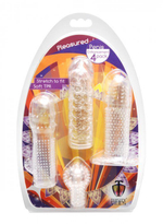 Набор из 4 насадок на член Pleasured Penis Enhancement Sleeve 4 Pack (Цвет: прозрачный)