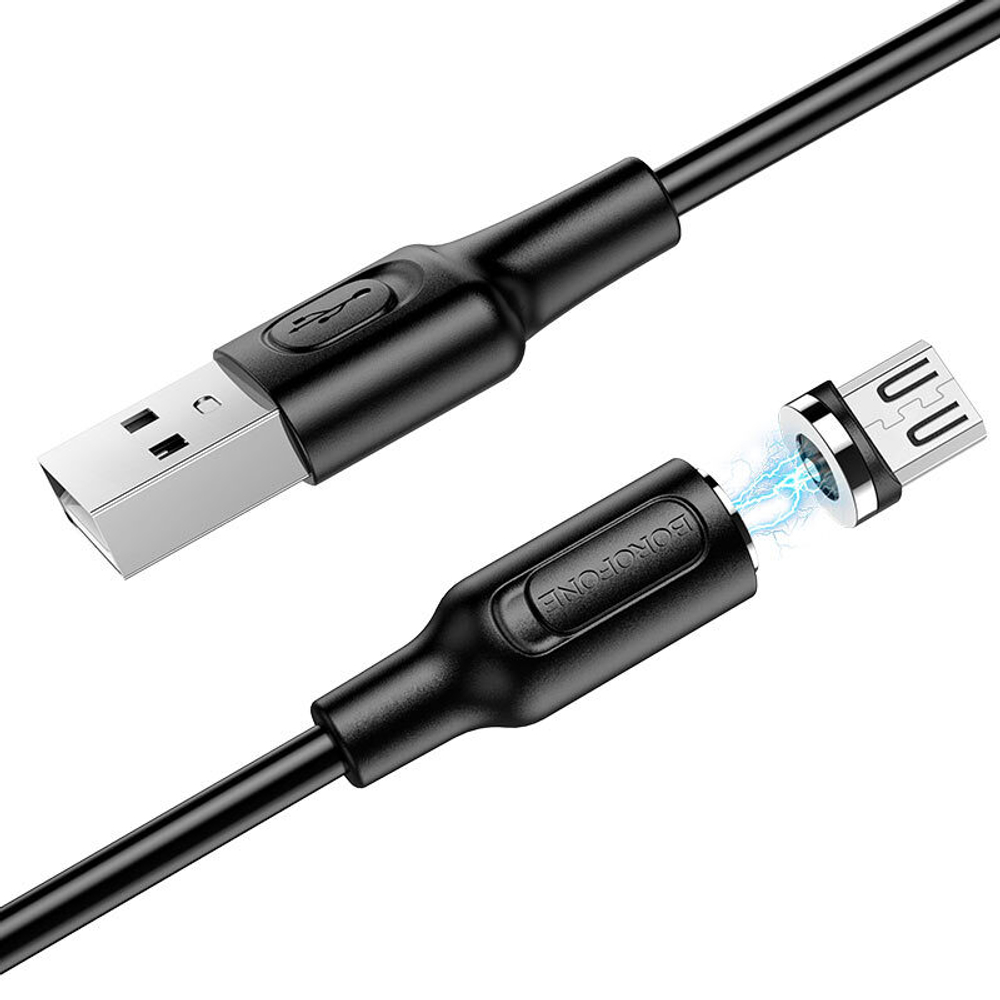 Кабель Borofone BX41 USB-microUSB 2.4A 1м магнитный PVC Black