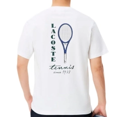 Мужская теннисная футболка Lacoste Embroidered Accent Tennis Print Jersey - white