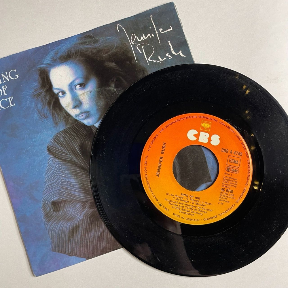 Винтажная виниловая пластинка LP Jennifer Rush Ring Of Ice (Germany 1984) 7 дюймов, 45 RPM, Single