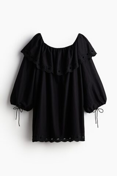 Хлопковое платье с открытыми плечами - H&M