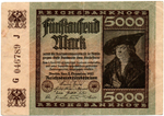 Банкнота Германия, Веймарская республика 5000 марок 1922 год