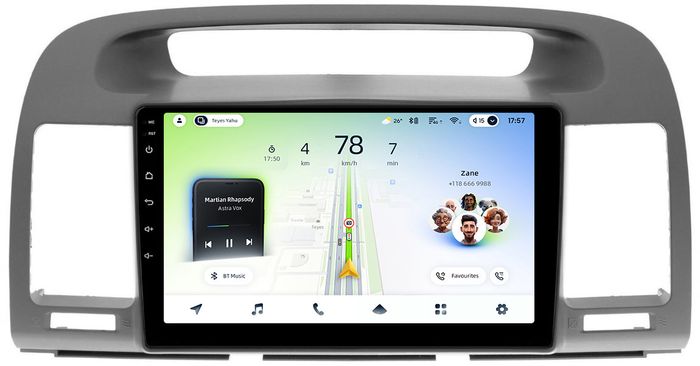 Магнитола для Toyota Camry 30 2001-2006 (рамка графитовая) - Teyes CC4L монитор 9" IPS, Android 14, Быстрая, Snapdragon 662, CarPlay, 4G SIM-слот