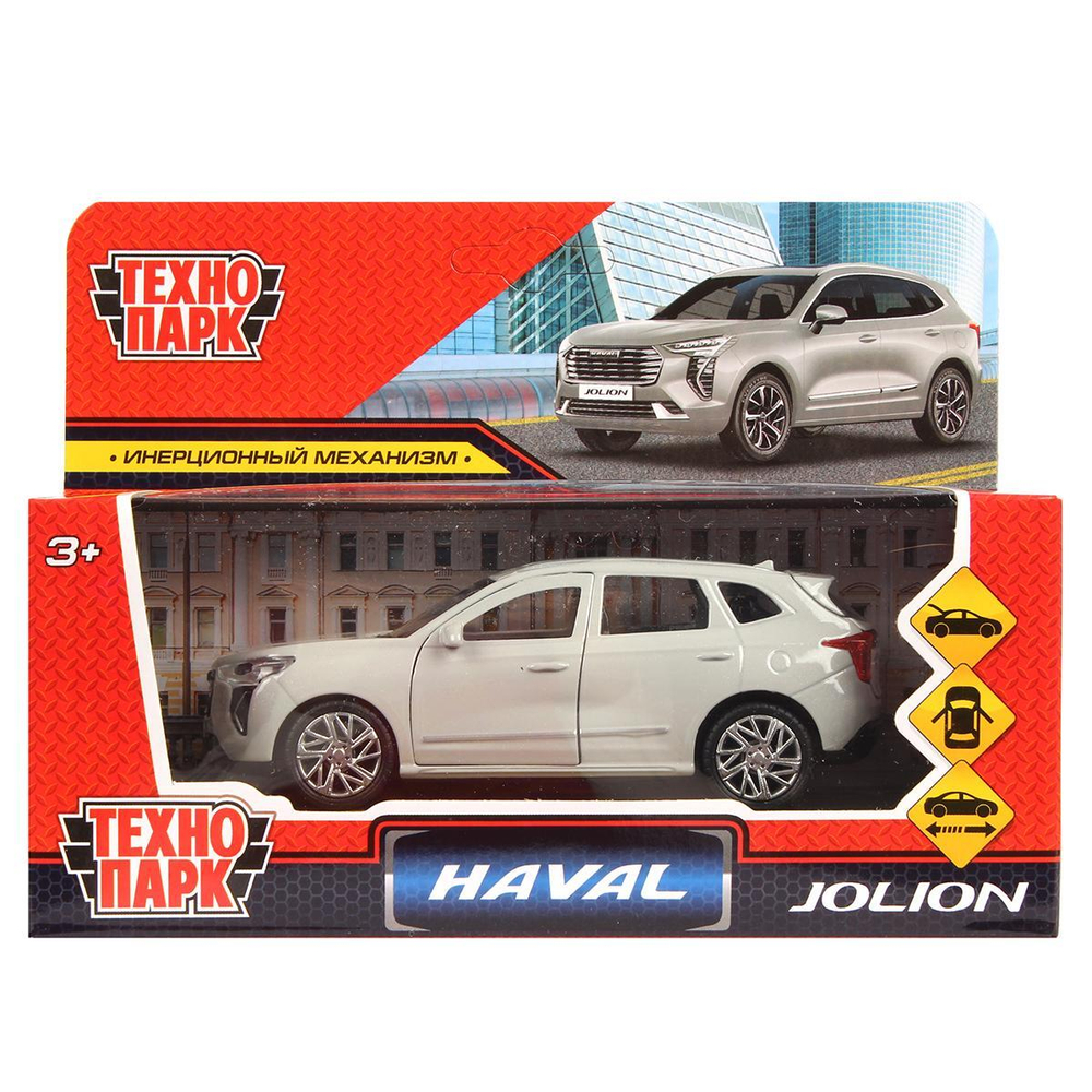 Модель ин. мет. "Haval Jolion" 12см, двери, багаж, серебряный, коробка JOLION-12-SR (Технопарк)