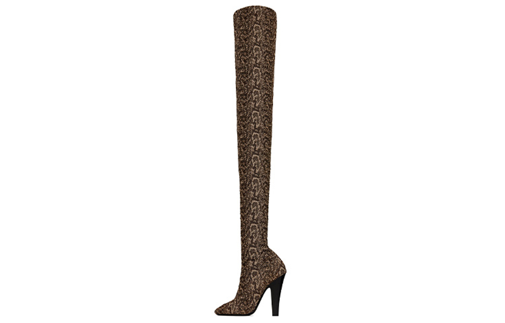 SAINT LAURENT 68 PYTHON Over the knee Boots Women"s Beige