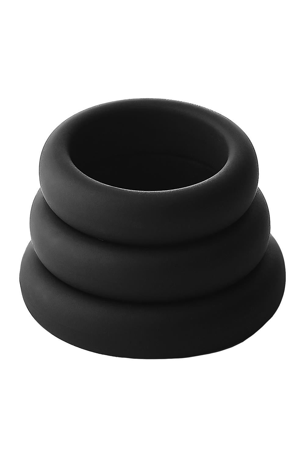 Набор из 3 черных эрекционных колец Smooth Silicone Cockring Pack (Цвет: черный)