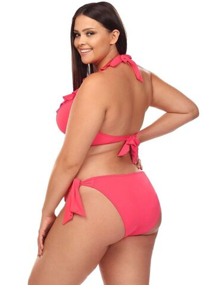 Кокетливый раздельный купальник plus size (Размер: 90C/44) (Цвет: розовый)