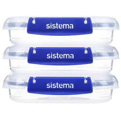 Набор контейнеров для сэндвичей 3шт 520мл Sistema Klip It+ синий