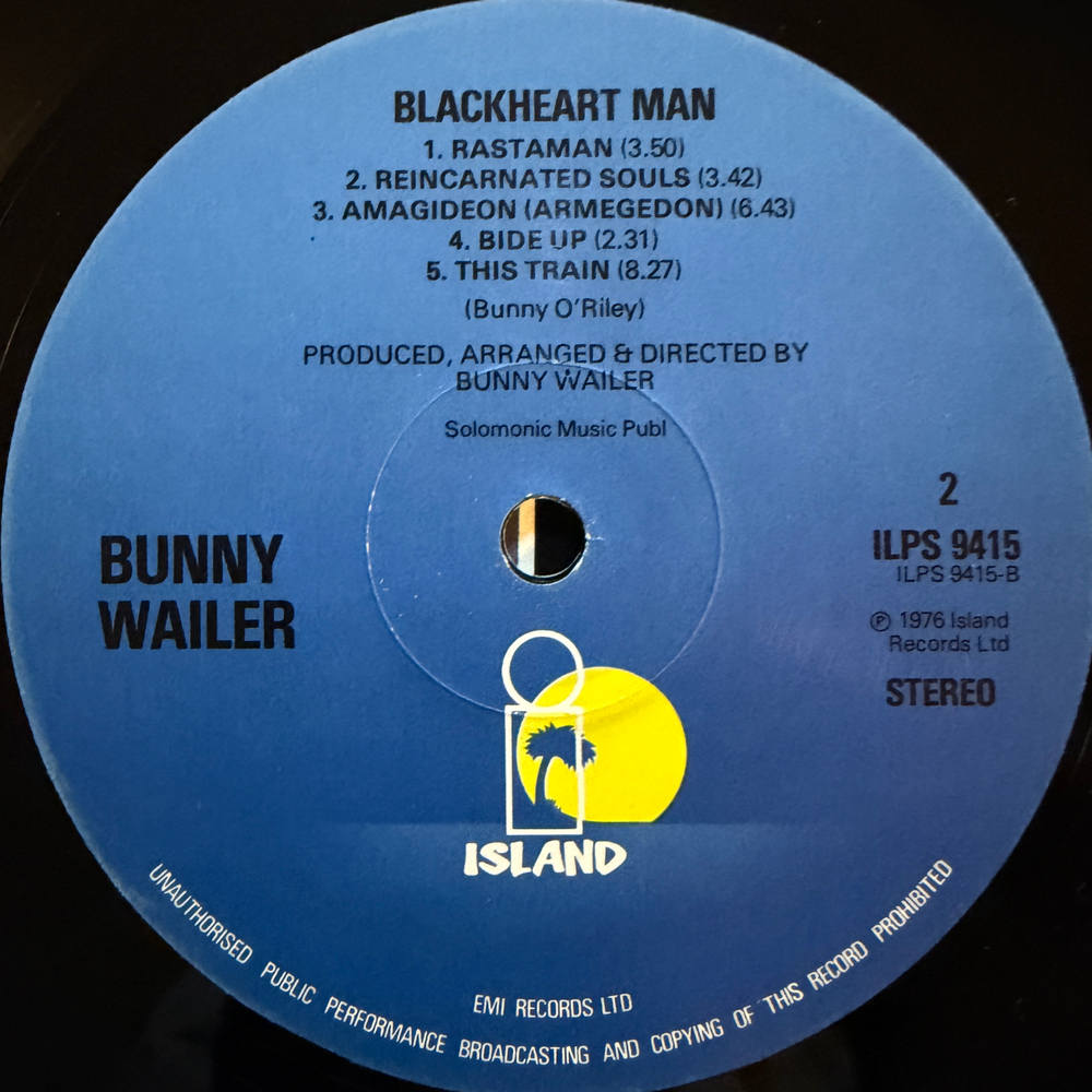 Bunny Wailer ‎– Blackheart Man (Англия 1978г.)