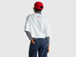Benetton Укороченная футболка свободного кроя Stranger Things, белый