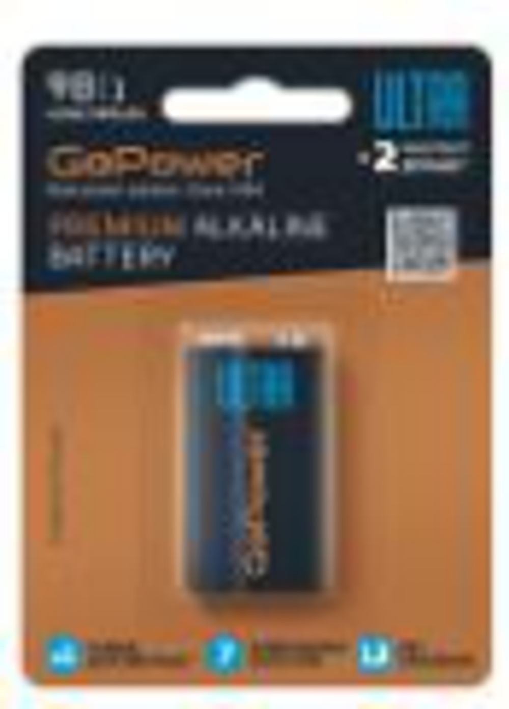 Батарейка GoPower ULTRA Крона 6LR61 BL1 Alkaline 9V(1/10/240)