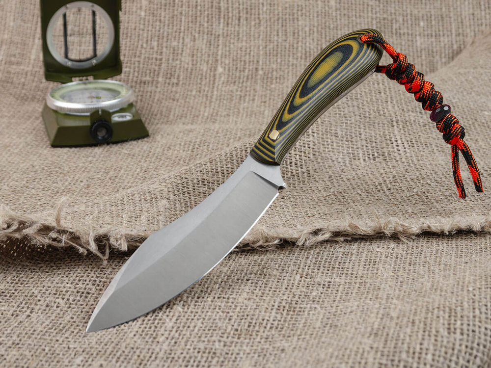 Нож для бушкрафта "Канадец", сталь VG-10/Elmax, рукоять G10 (жёлтая)