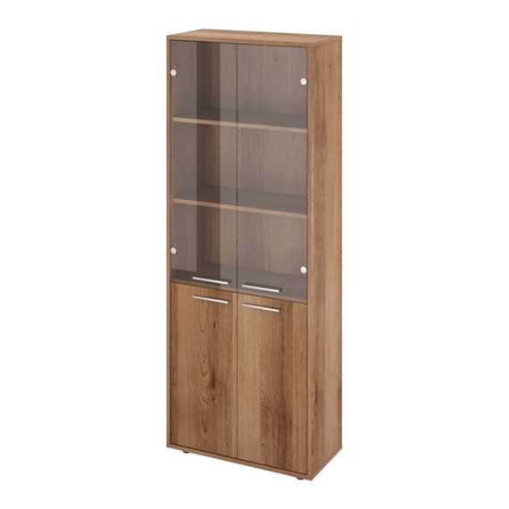 Шкаф закрытый со стеклом 700х338х1845 (КЦ14+КЦ17*2+КЦ40*2+ДБ48*2) КЦ28 Канцлер