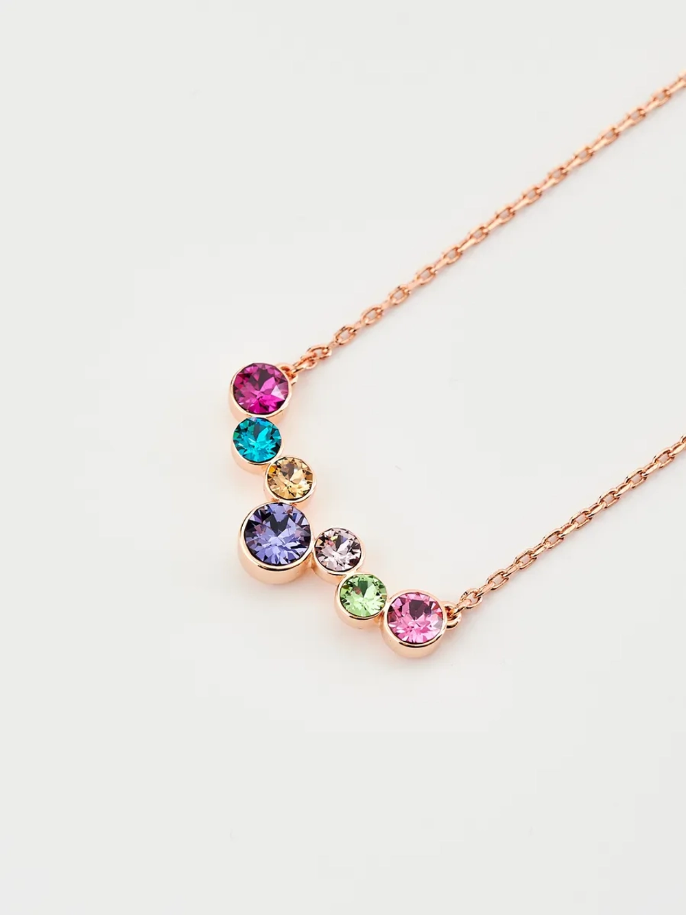 Колье-дуга Эльза с разноцветными кристаллами Swarovski