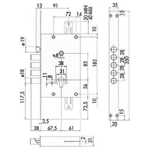 Корпус врезного замка CISA REVOLUTION PRO 56.535.48 /32515/