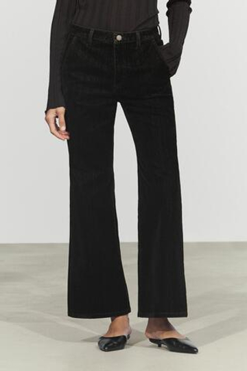 Massimo Dutti Укороченные джинсы клеш, средняя посадка, черный