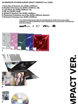 Альбом LE SSERAFIM - CRAZY 4th Mini Album COMPACT 5 Version SET
