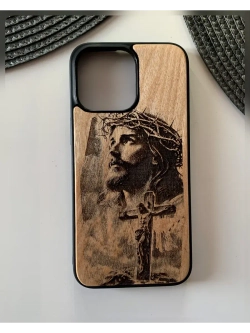 Чехол для iPhone 16 Иисус Христос из дерева