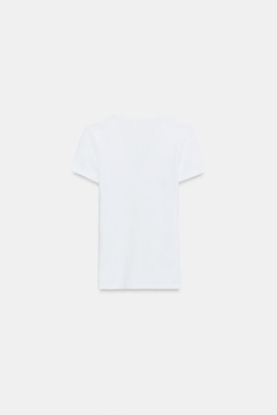 ZARA ФУТБОЛКА С V-ОБРАЗНЫМ ВЫРЕЗОМ, ЖЕЛТОВАТО-БЕЛЫЙ
