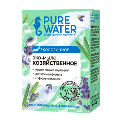 Хозяйственное мыло с эфирными маслами, Pure Water, 175 гр