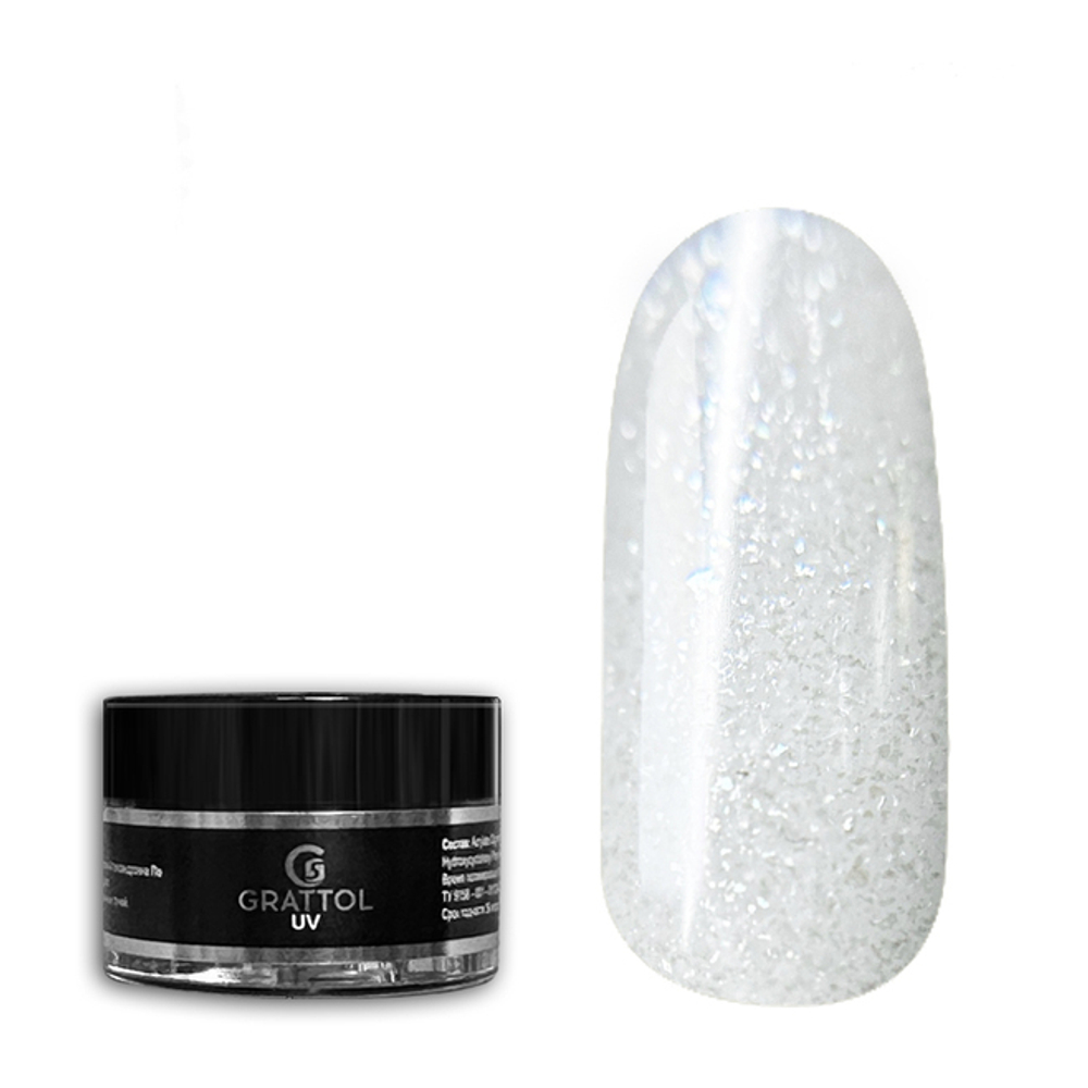 Grattol Camouflage Gel White Glow 01 - Гель молочный с шиммером, 15 мл