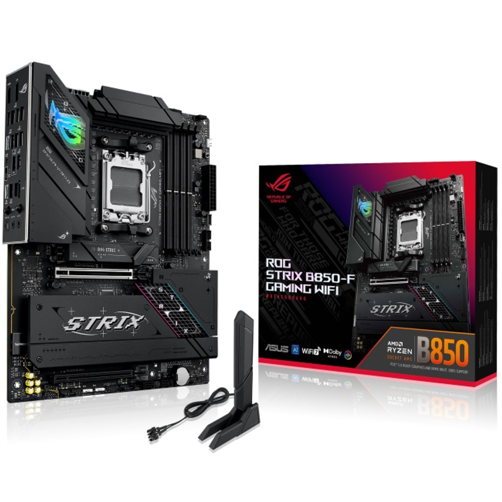 Материнская плата ASUS ROG STRIX B850-F GAMING WIFI (AM5/AMD B850/4xDDR5/2xPCI-Ex16/4xM.2/SB7.1/Wi-Fi/BT/DP/HDMI/ATX)