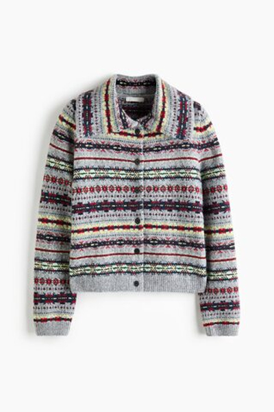 Жаккардовый кардиган с воротником - H&M