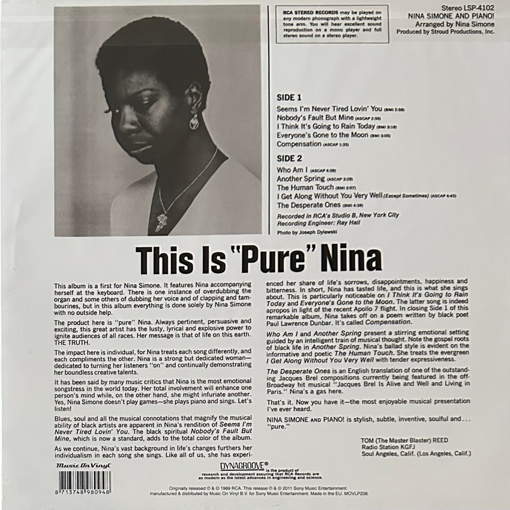 Nina Simone ‎– Nina Simone And Piano (Европа 2011г.)