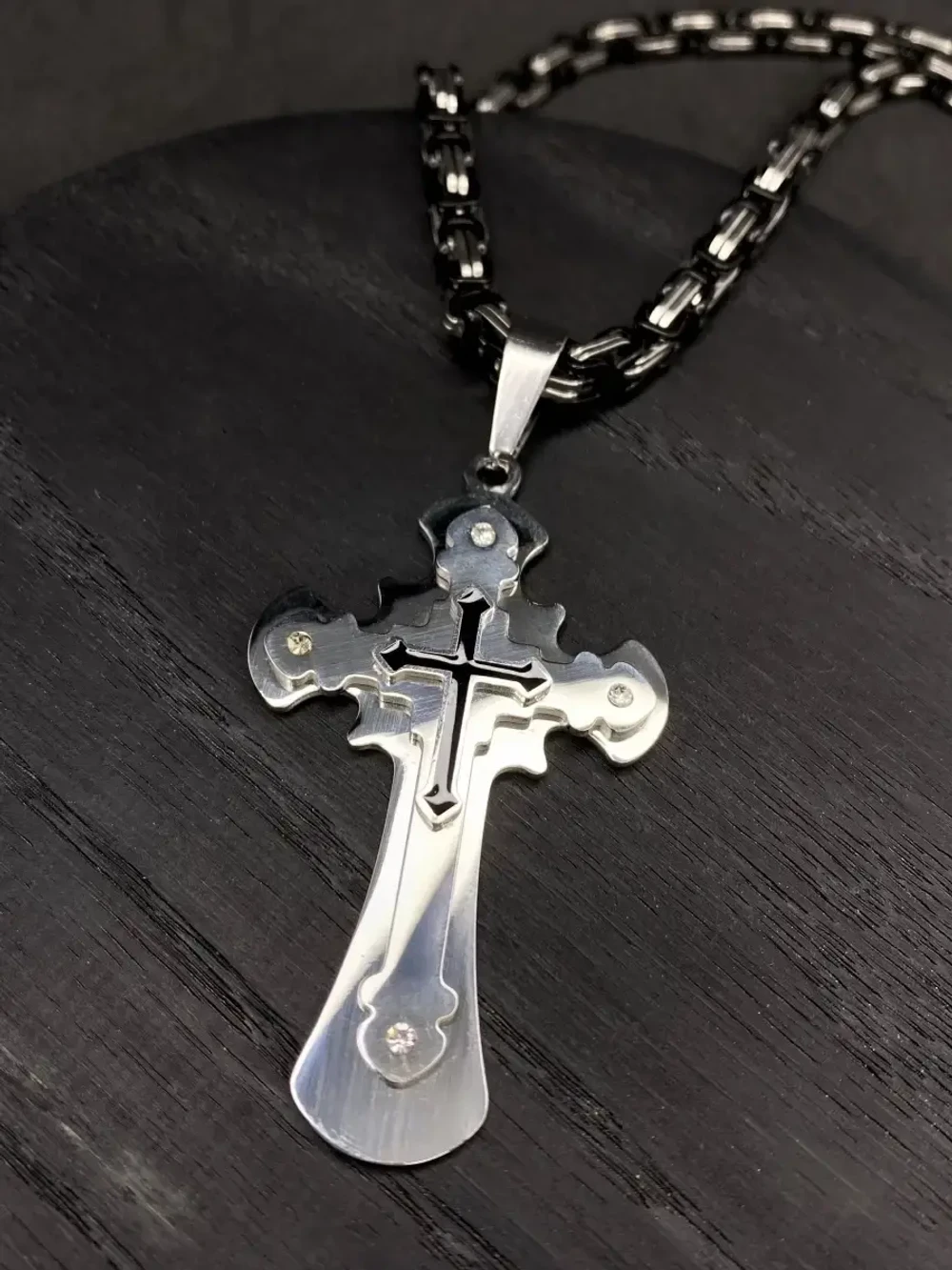 Цепь Steel Rage с крестом, серебристая, 55 см