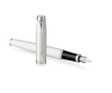 Перьевая ручка Parker IM Metal White CT, перо: F , цвет чернил: blue, в подарочной упаковке.