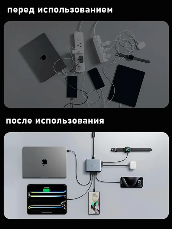 Сетевая зарядная станция Anker Prime GaN 250W, USB-C, ультрабыстрая 6-портовая зарядная станция Серая