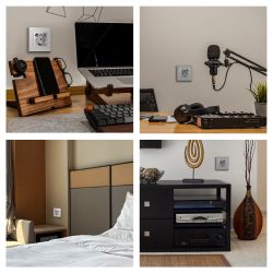 Розетка ЭРА Elegance 14-4108-03 2P+E 16A-250В со шторками с USB type-A+C 5В-3А алюминий | Розетки и выключатели