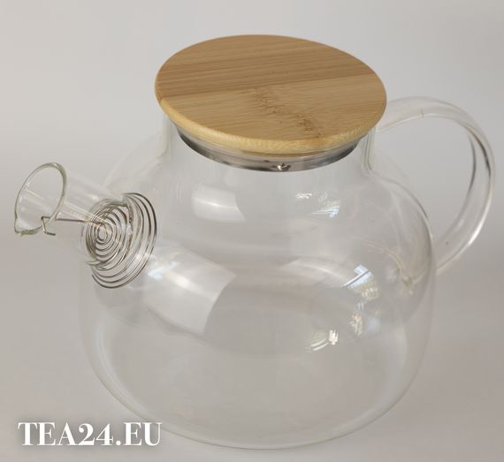 Стеклянный чайник с бамбуковой крышкой, 1000 мл