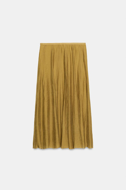 ZARA КОМБИНИРОВАННАЯ СТРУЯЩАЯСЯ ЮБКА — ZW COLLECTION, ОЛИВКОВЫЙ