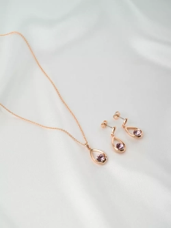Кулон-капля Белла с розовым кристаллом Swarovski