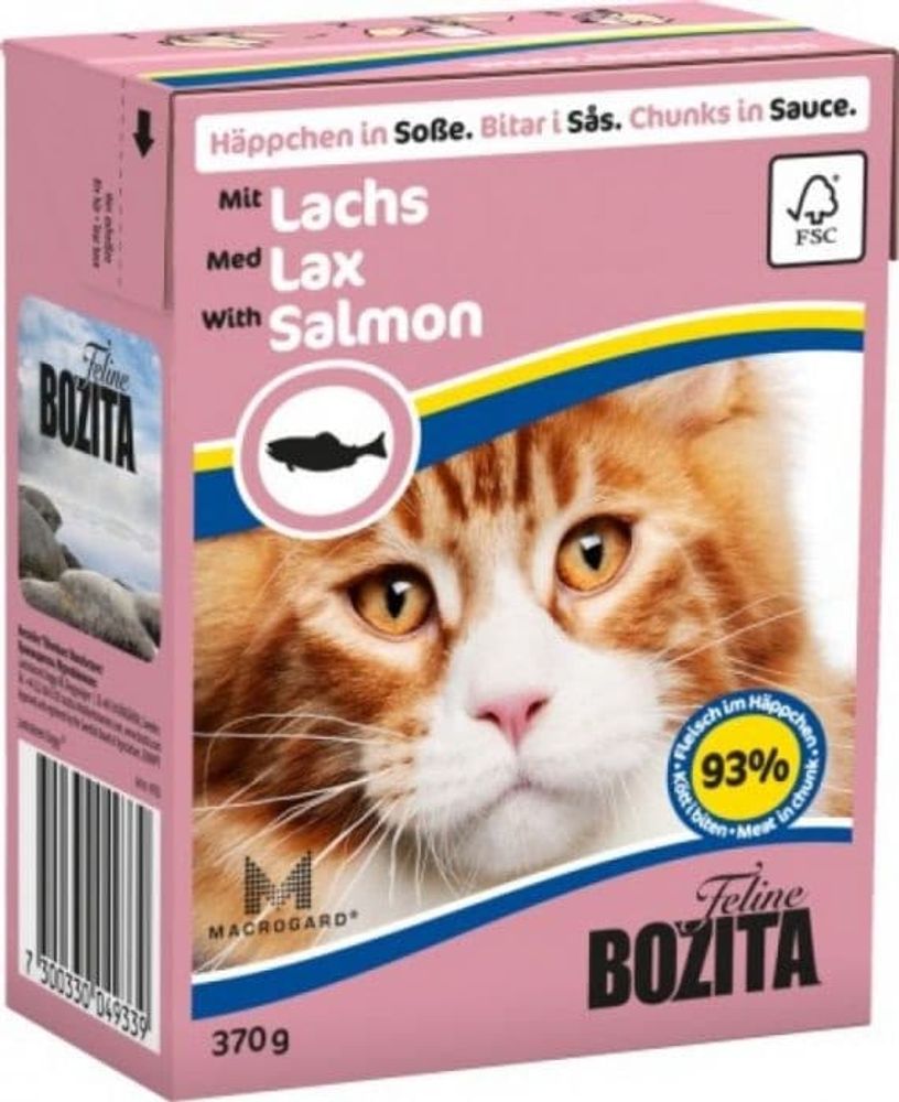 Bozita 370г. мясные кусочки в соусе с лососем (Tetra Pak) Bozita 370г. мясные кусочки в соусе с лососем (Tetra Pak)